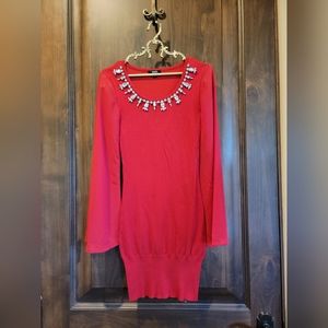 XOXO Sweater Dress With Rhinestone Neckline